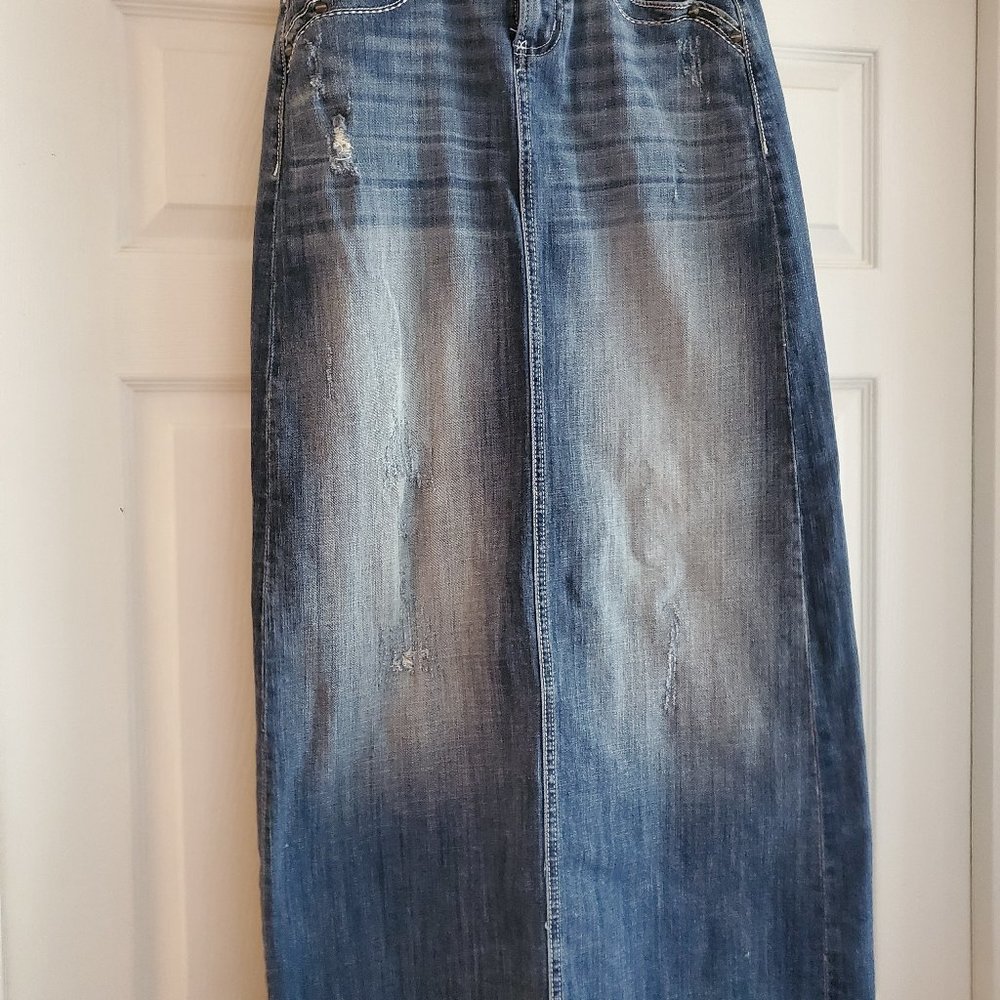 Maurice  Distressed Denim Skirt  1/2